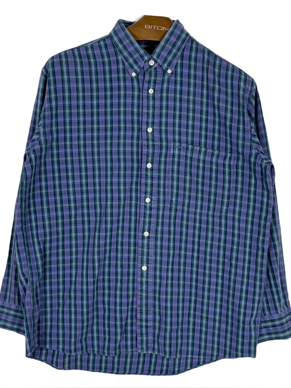 Nwot Fieldmaster Blue Green Plaid Button Shirt Men Large Long Sleeve Cotton